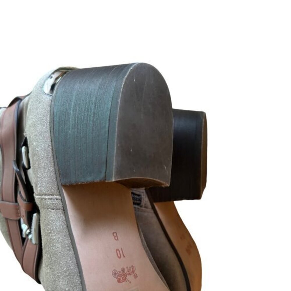 COACH Womens Taupe Bootie Pauline Size 9 M Leather Ankle Boots Suede Strappy - Picture 12 of 16